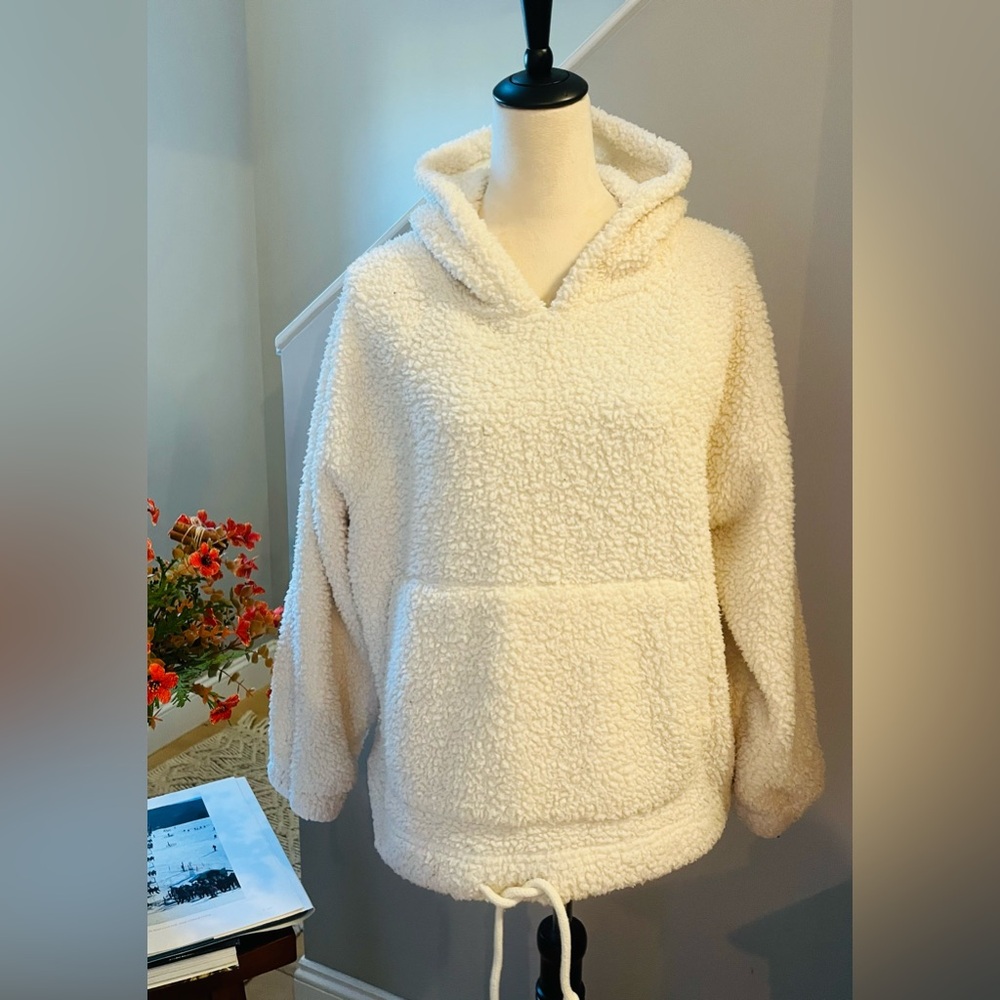 AMERICAN EAGLE OUTFITTERS Fuzzy Hoodie Teddy Sherpa Kangaroo Pocket Pullover